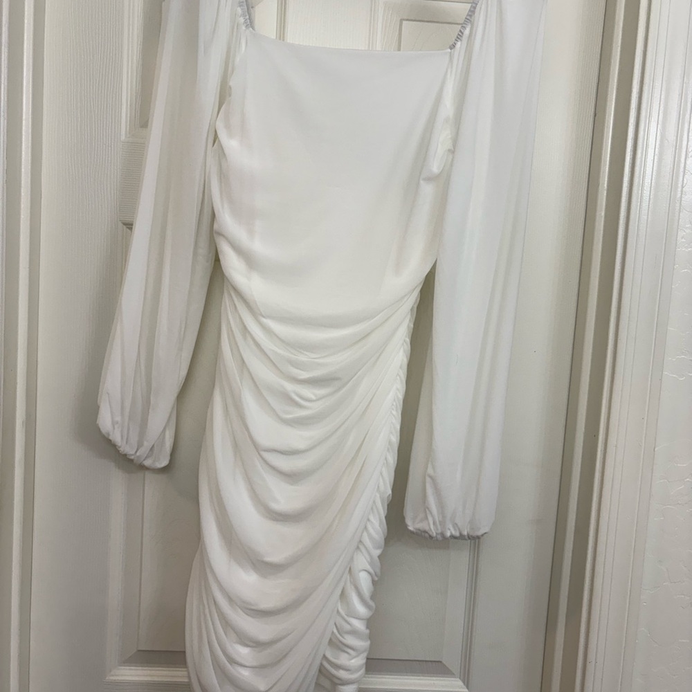 Elegant White Ruched Dress